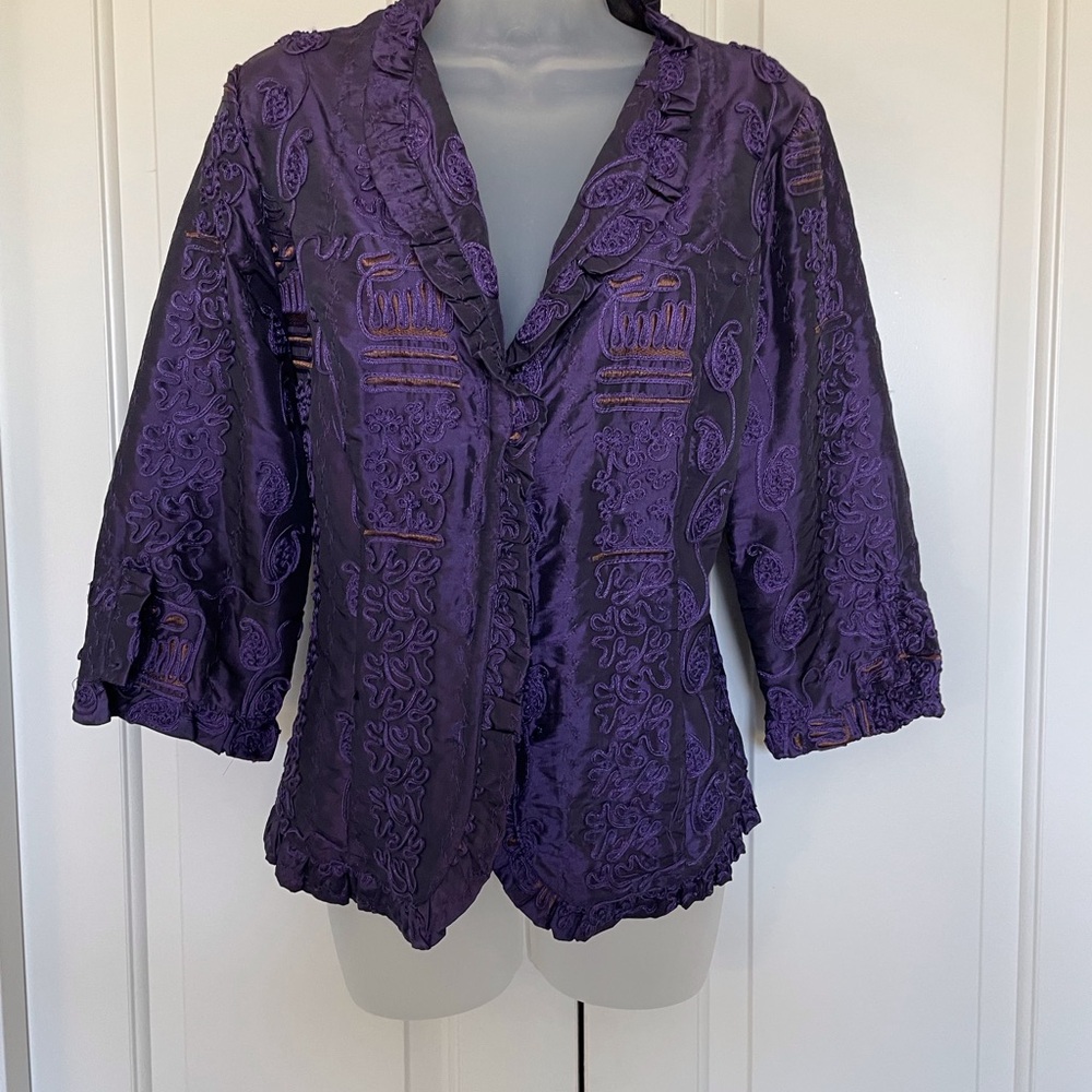 Agora Deep Purple Embroidered Top